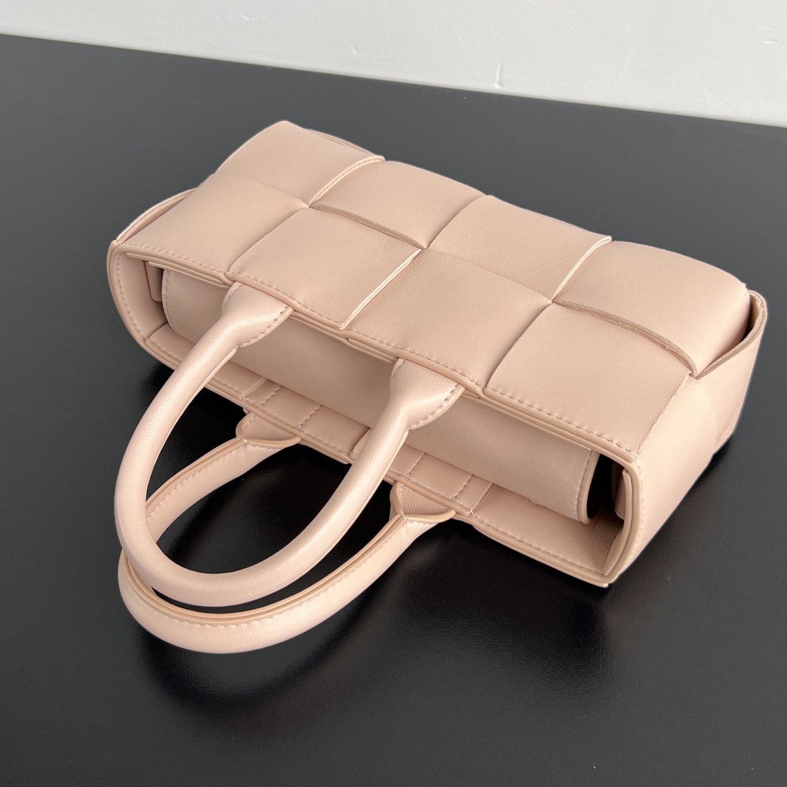 Mini East-West Arco Intreccio Leather Tote Bag Lotus